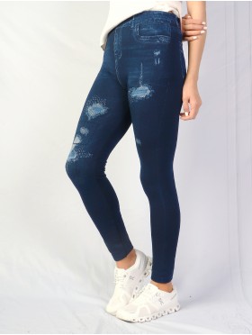 High Waist Denim Style Stretchy Legging (Fleece Lined)